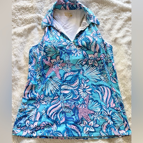 Lilly Pulitzer Tops - Lilly Pulitzer Blue & Pink Tropical Starfish Tank Top – Size M
